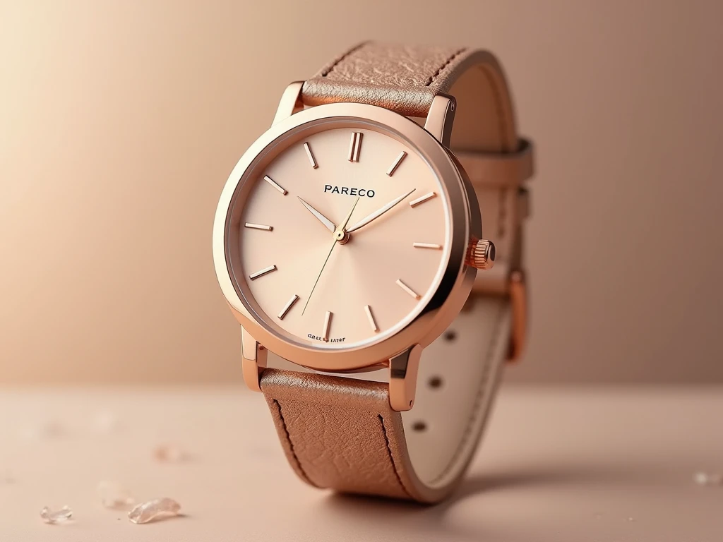 Lyxig roséguld minimalistisk klocka