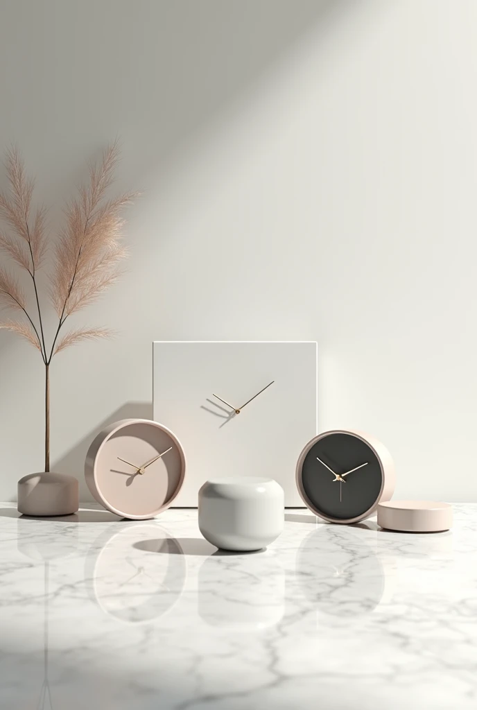 Minimalistiska klockor på marmorbord